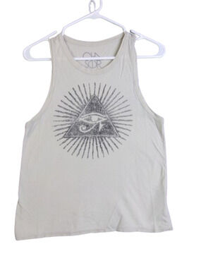 Cha Sor Womens Tank Top S White All Seeing Eye Graphic Yoga Activewear
